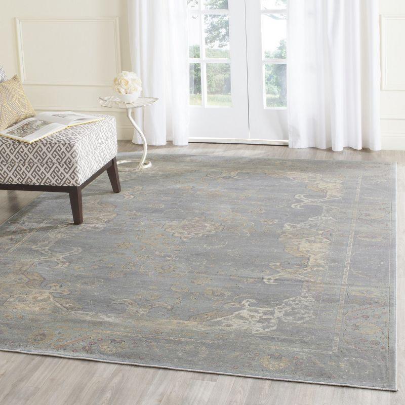 Vintage Grey and Multicolor Hand-Knotted Area Rug