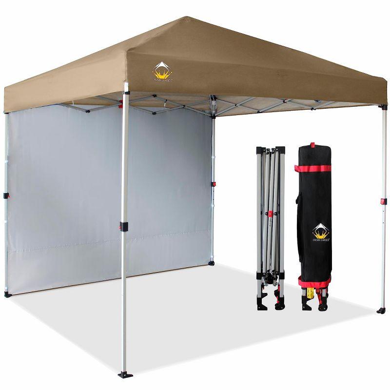 Beige 8x8 Pop Up Canopy Tent with Side Wall