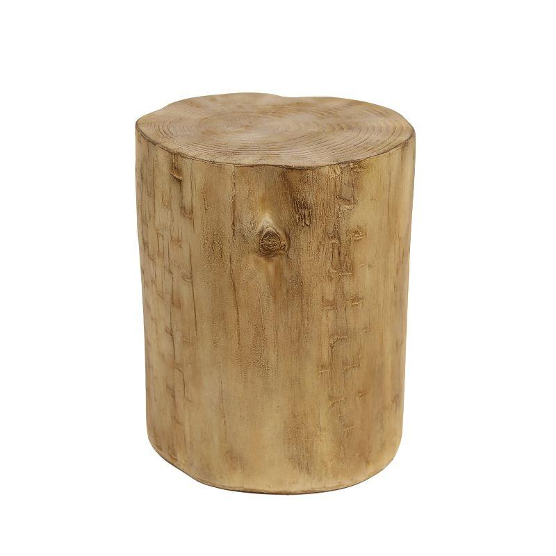 Light Brown Faux Wood MgO Outdoor Side Table