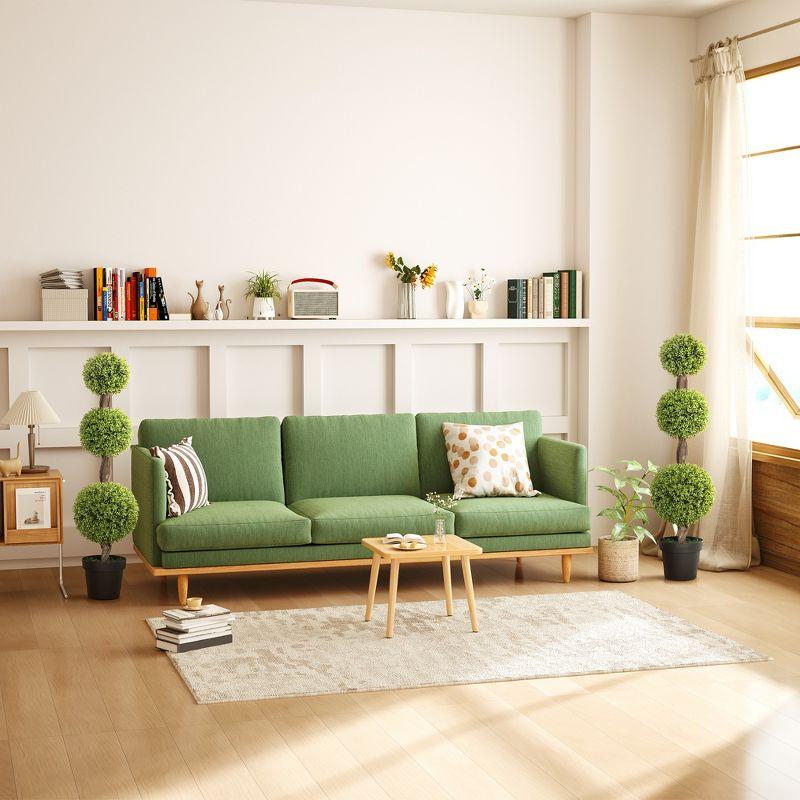 HOMCOM Set of 2 Artificial Plants Home Decor Indoor & Outdoor Plants Fake Boxwood Topiary Trees in Pots, Faux Trees, 43.25"