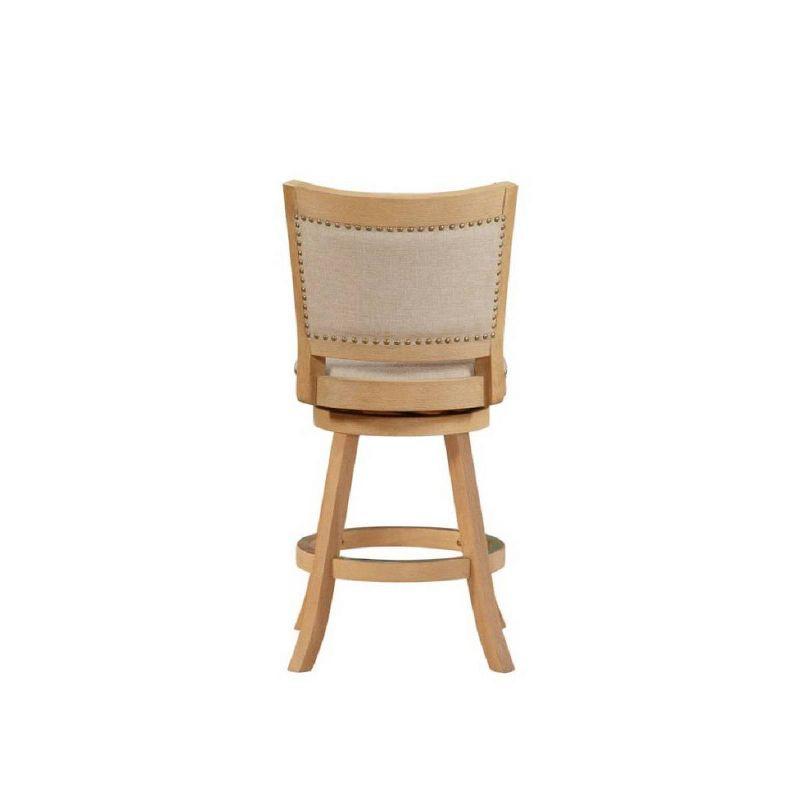 Boraam Melrose Distressed 24" Counter Height Barstool - Driftwood Crème: Linen Upholstery, Nailhead, Swivel, Wood Legs