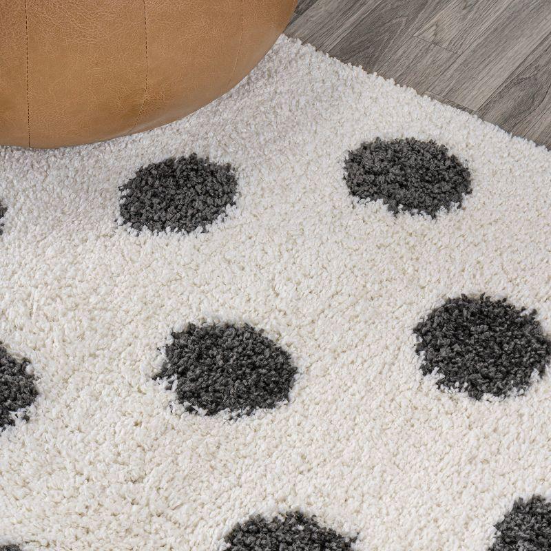 2'x10' Pere Modern Charcoal Dot Shag Runner Rug, White - JONATHAN Y