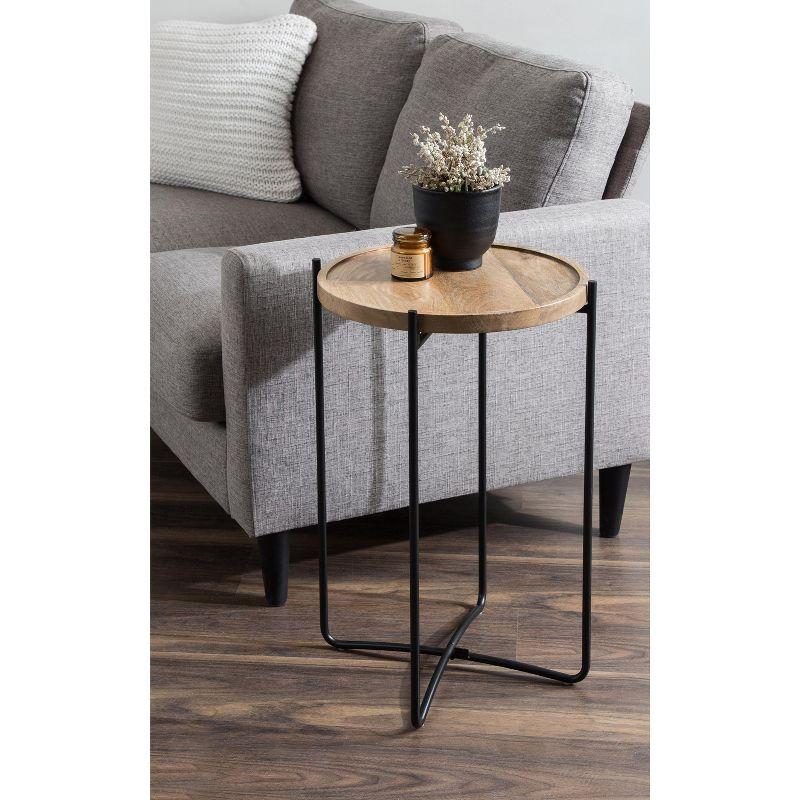 Kate and Laurel Vale Round Metal Side Table, 16x16x25, Natural and Black