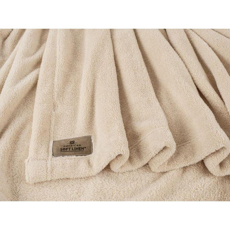 American Soft Linen Turkish Bedding Fleece Blanket, Oversized Plush, Soft and Cozy Warm Fleece Blanket for Couch and Sofa