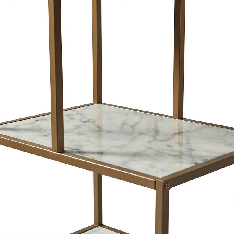 Marmo Faux Marble and Gold 5-Tier Geometric Bookcase