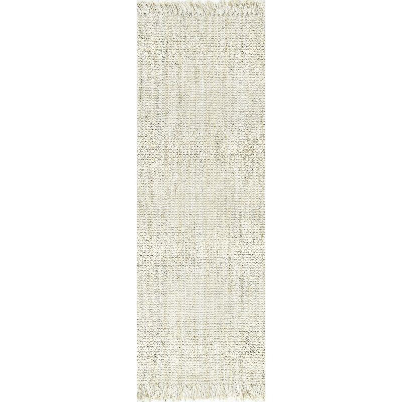 Handwoven Off-White Chunky Jute 2' 6" x 6' Runner Rug