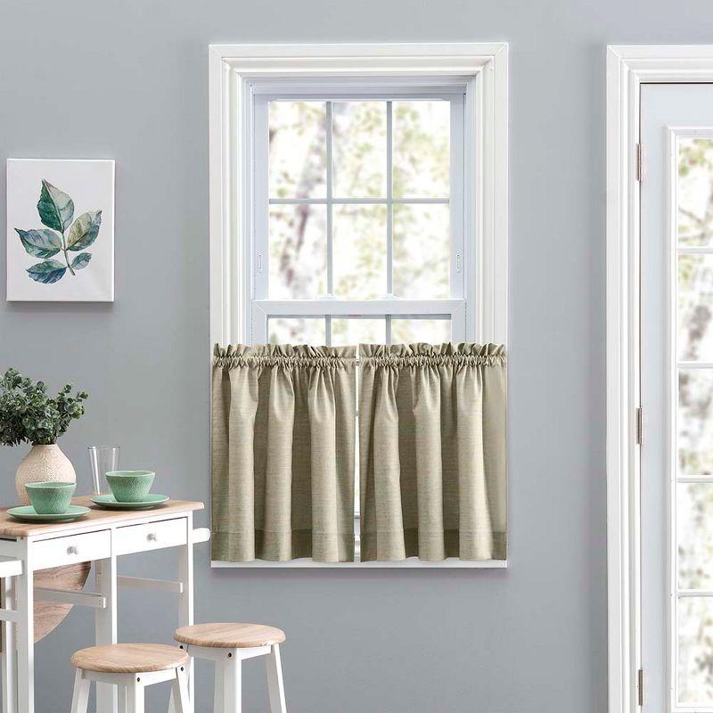 Ellis Curtain Lisa Solid Poly Cotton Duck Fabric Tailored Tiers 56"x24" for Living Rooms and Dining Rooms Mist