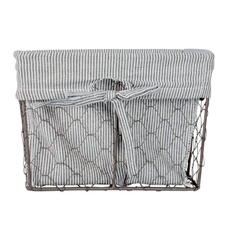 Design Imports Set of 3 S Rustic Bronze Chicken Wire Ticking Stripe Liner Baskets Black/White