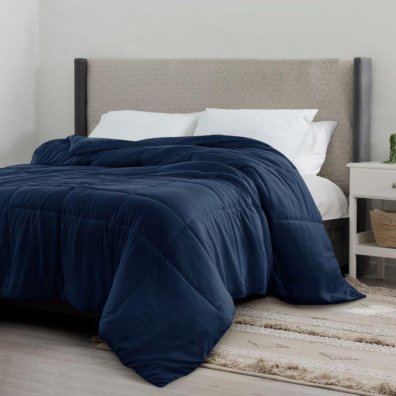 All Season Down Alternative Duvet Insert with Corner Tabs Hypoallergenic Ultra Soft 1 Piece Comforter - Twin , Navy Blue