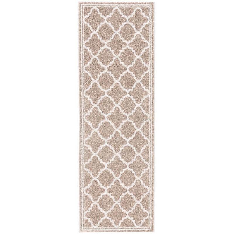 Wheat and Beige Geometric Synthetic Area Rug