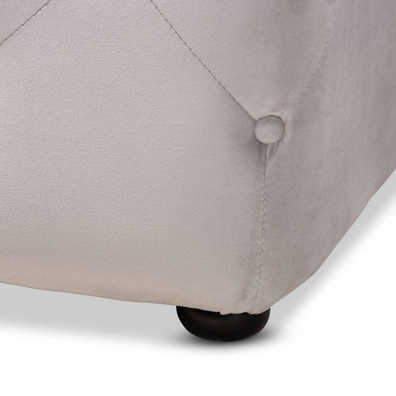 Slate Gray Velvet Button Tufted Cocktail Ottoman