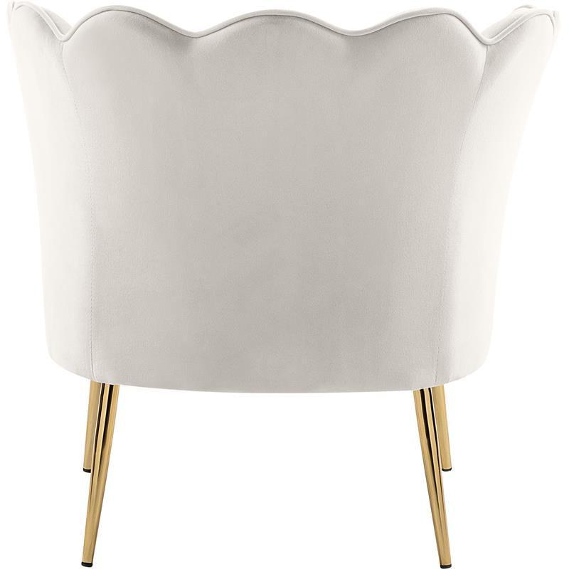 Meridian Furniture Jester Cream Velvet Accent Chair with Gold Iron Legs