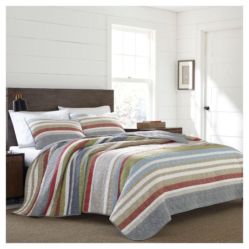 Gray and Multicolor Cotton Twin Reversible Quilt Set