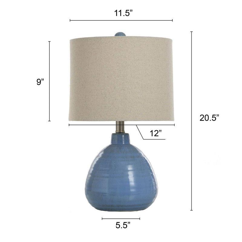 Cameron Ceramic Jug Lamp Seaside Storm Blue Finish - StyleCraft: Nautical Accent, Beige Linen Shade