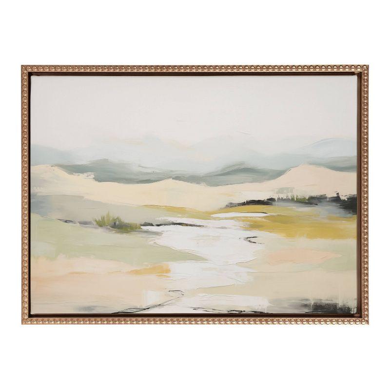 Kate & Laurel All Things Decor 18"x24" Sylvie Beaded Tranquil Landscape I Framed Canvas by Amy Lighthall Gold