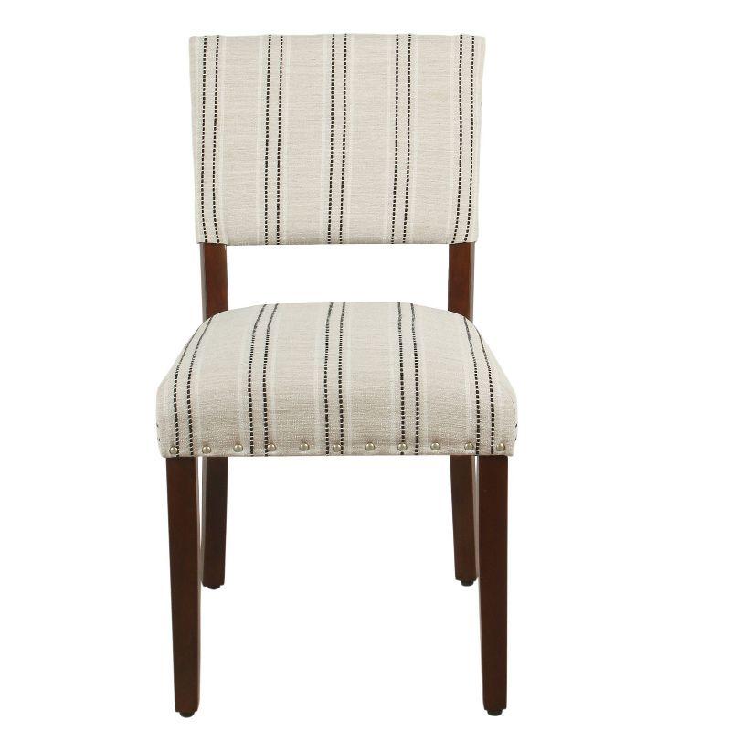 Classic Farmhouse Linen Upholstered Side Chair in Black Wood