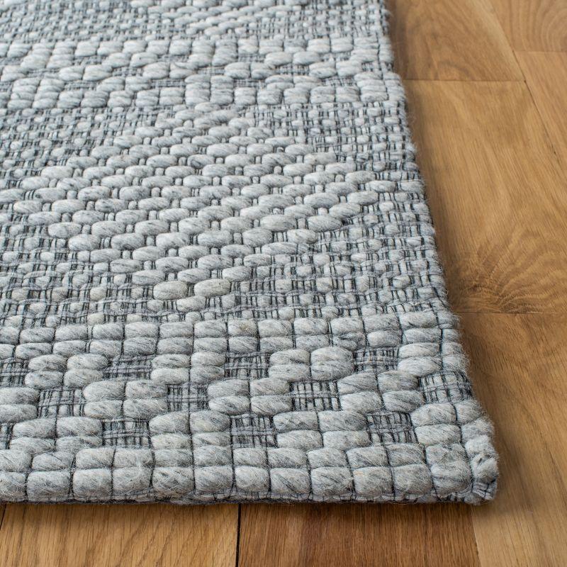 Elegant Handwoven Marbella 7' Square Gray Geometric Wool-Blend Rug