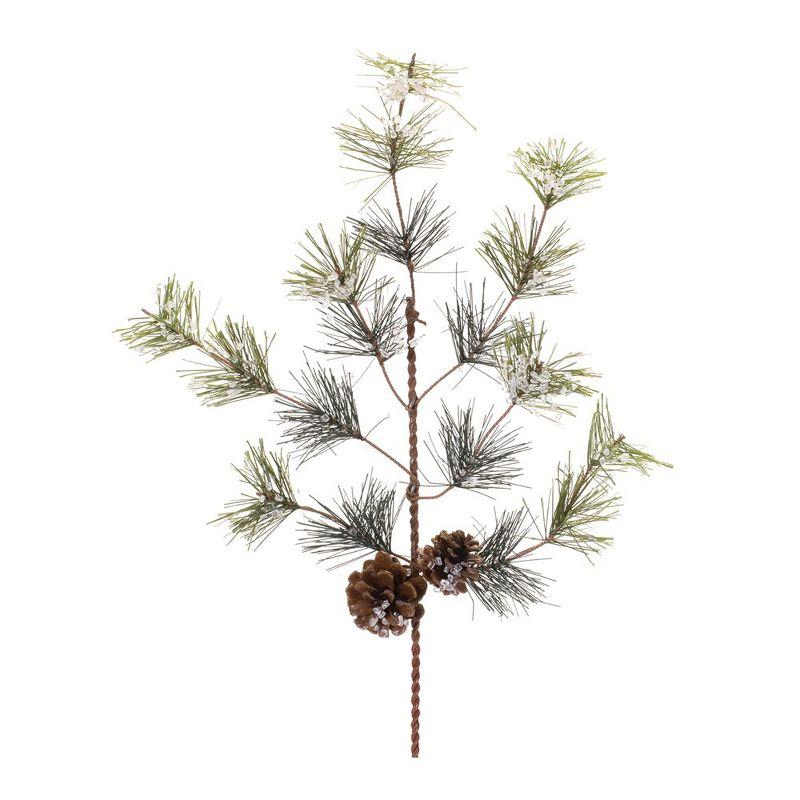 Winter Green and Brown PVC Pine Spray Set with Pinecones