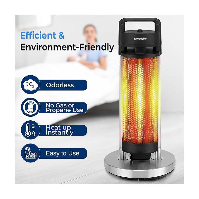 SereneLife 900W Electric Patio Heater with 360° Tip-Over Safety Switch - Indoor/Outdoor Use (SLOHT24)