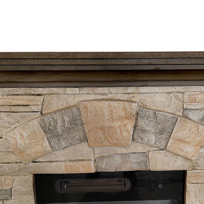 40" Freestanding Electric Fireplace Bisque - Festivo: Vintage Style MDF Frame, Adjustable Color Flames