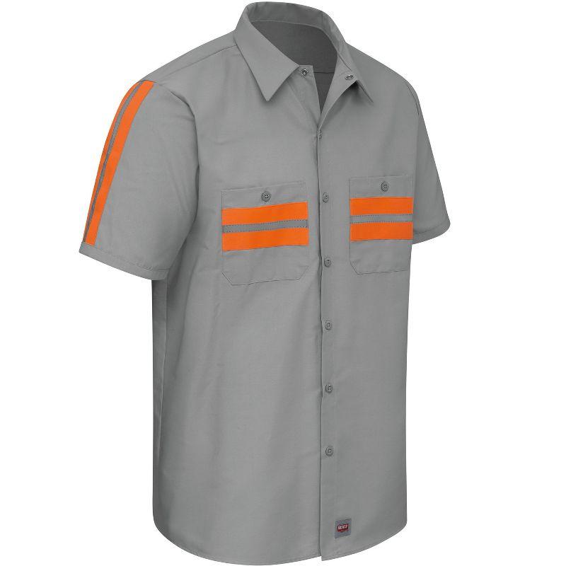 Red Kap Short Sleeve Enhanced Visibility Shirt, Grey Orange Visibility Trim - 3X Large