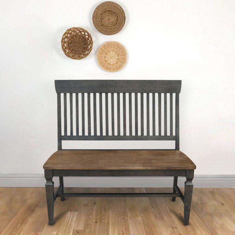 Vista Slatback Bench Hickory Brown - International Concepts: Solid Wood, Kitchen, Dining, Unupholstered