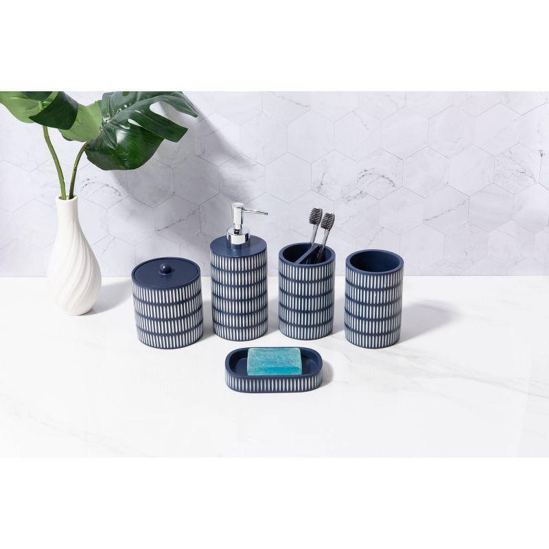 4pc Kajol Bathroom Set Blue - KRALIX: Resin Material, Includes Dispenser, Dish, Holder