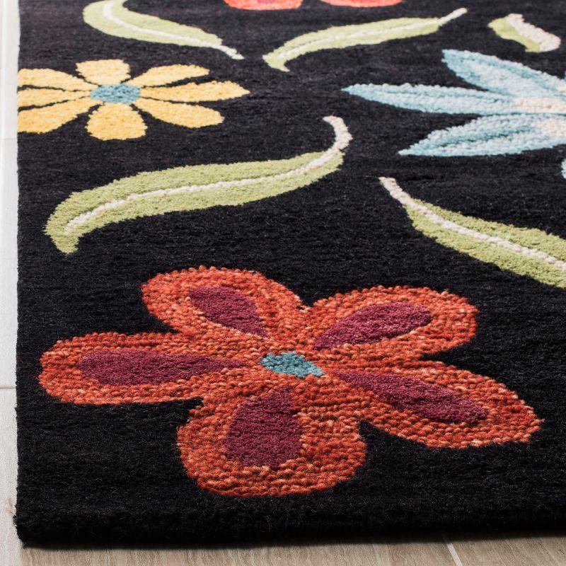 Blossom BLM678 Hand Hooked Runner Rug - Black/Multi - 2'3"x6' - Safavieh.