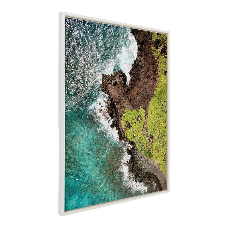 Large White Framed Scenic Maui Canvas Print