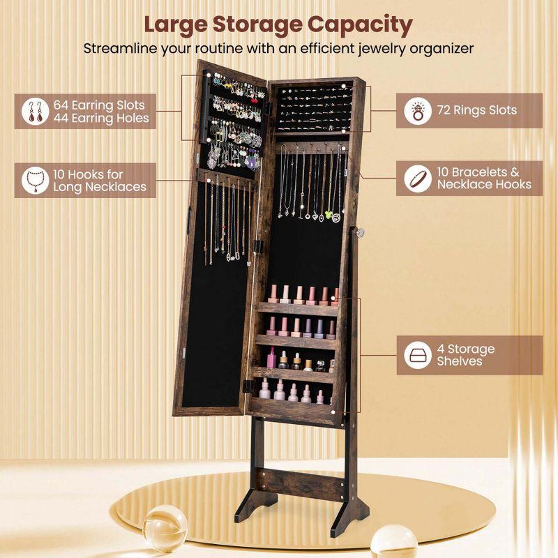 Costway Jewelry Mirrored Cabinet Armoire Organizer Storage Box with Stand Christmas Gift Coffee