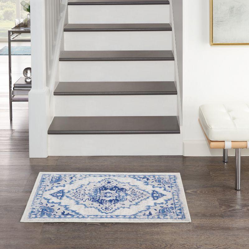 Bohemian Bliss Blue Medallion Flat Woven Area Rug, 2' x 3'