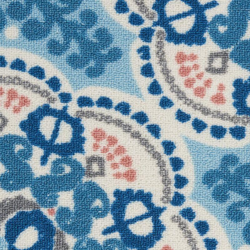 Floral Blue Outdoor Area Rug