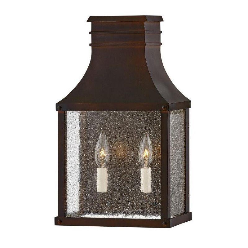 Beacon Hill 2-Light Outdoor Wall Lantern in Blackened Copper with Clear Seedy Glass