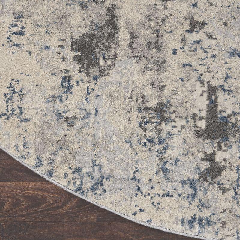 Nourison Rustic Textures Modern Indoor Area Rug Ivory Grey Blue 7'10" x round