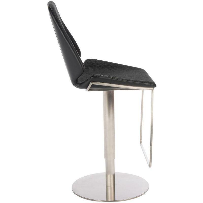 Sleek Saddle-Style 24" Black Leather & Metal Barstool