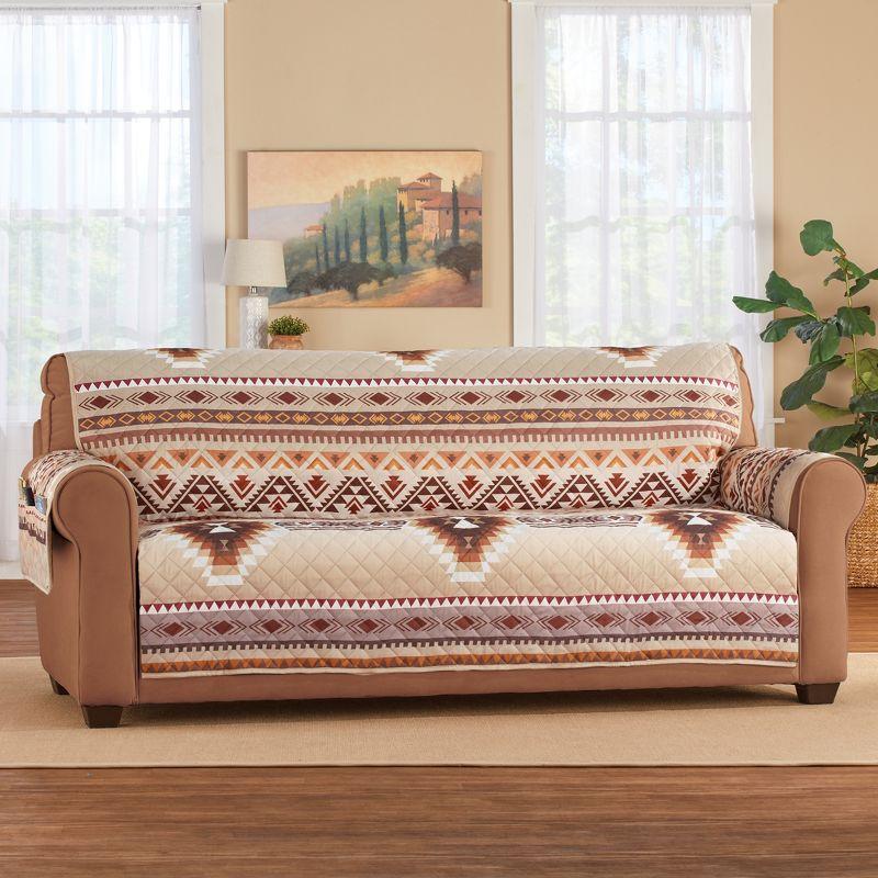 Neutral Southwest Aztec Quilted Sofa Furniture Cover