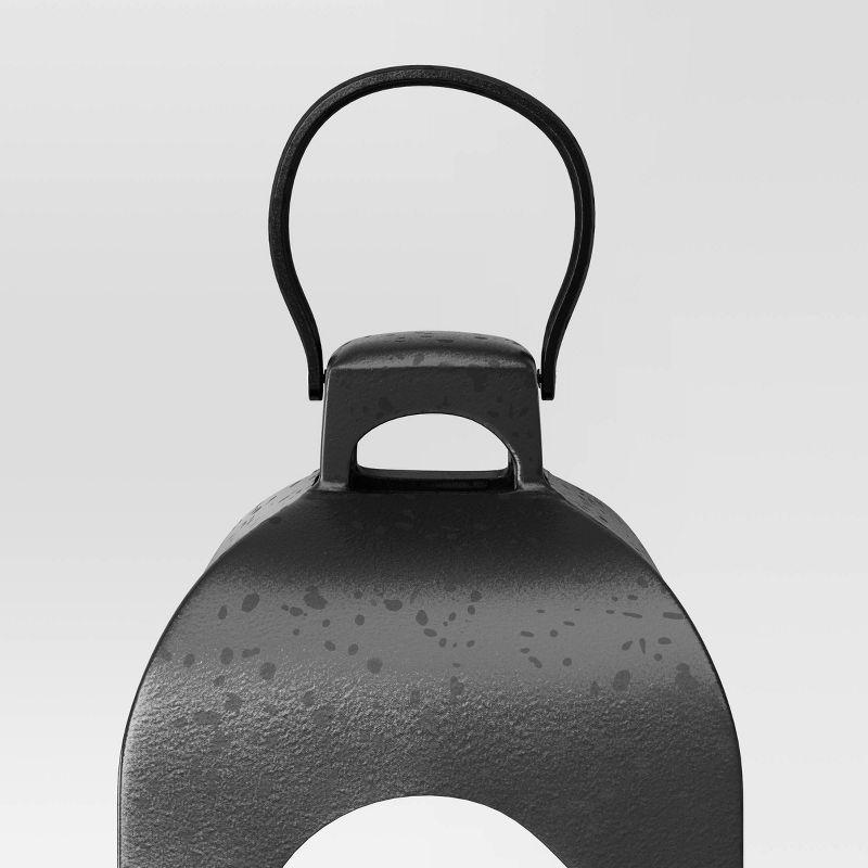 13.5"x7.7" Pillar Cast Aluminum Outdoor Lantern Candle Holder Black - Threshold™