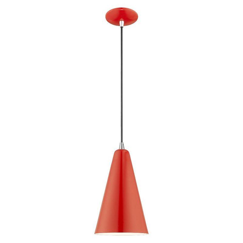 Modern Mini Pendant Light in Shiny Red with White Interior Finish