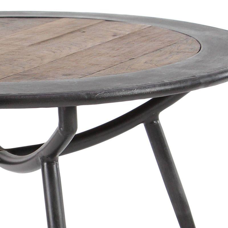 30" Gray Round Wood and Metal Coffee Table