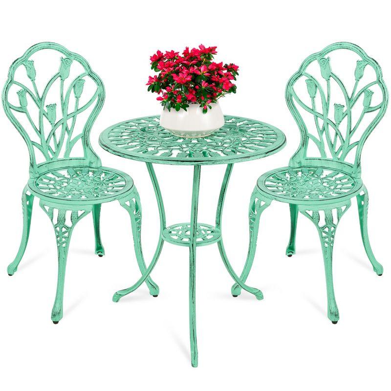Fleur De Lis Living Fleur De Lis Living 3-Piece Cast Aluminum Patio Bistro Furniture Set W/ Antique Finish - Copper