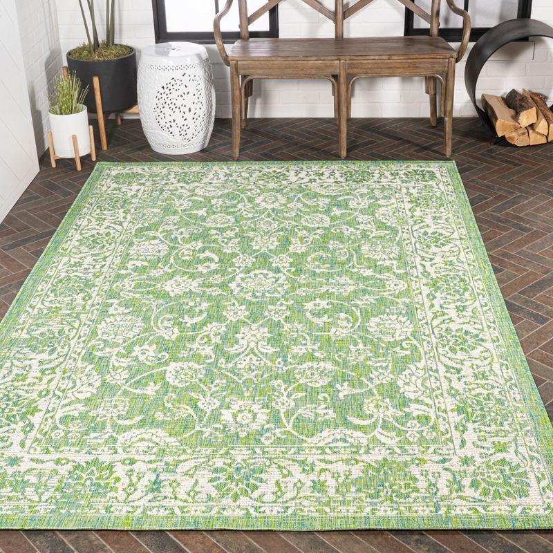 Tela Bohemian Inspired Textured Weave Floral Indoor/Outdoor Area Rug - JONATHAN Y