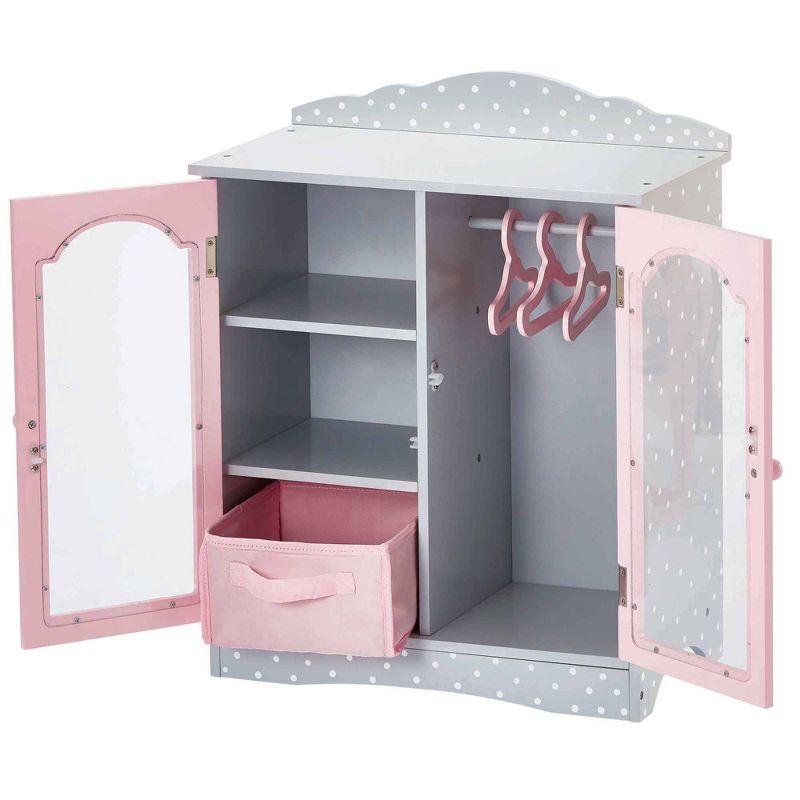 Olivia's Little World Polka Dots Princess Toy Closet with Hangers for 18" Dolls - Gray/Pink
