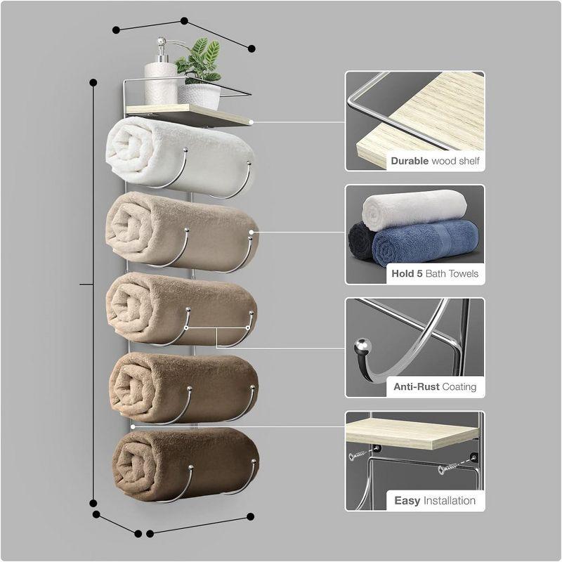 Sorbus 5-Tier Wall Mounted Metal Towel Rack with Shelf