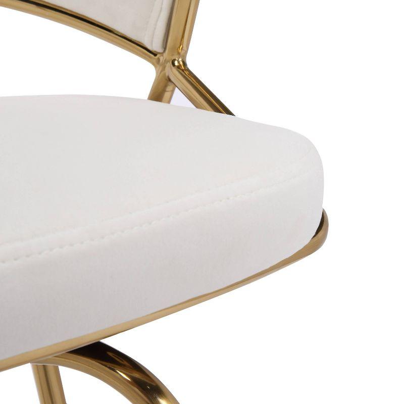 Cream Velvet Gold Metal Swivel Counter Stool Set