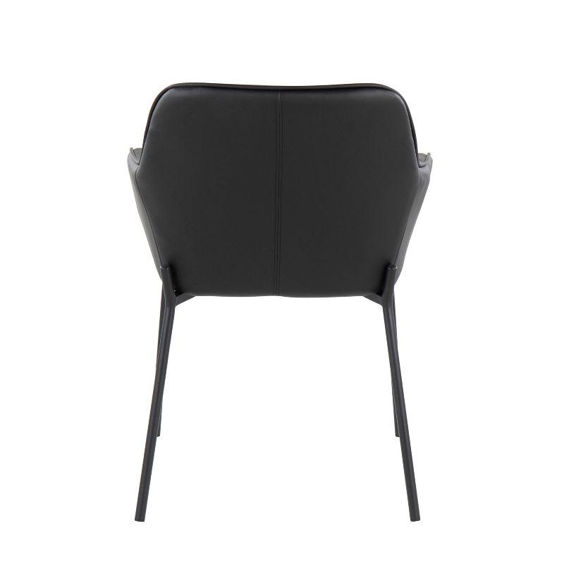 Set of 2 Daniella PU Leather/Steel Dining Chairs Black - LumiSource: Contemporary Style, Metal Base, Armrests