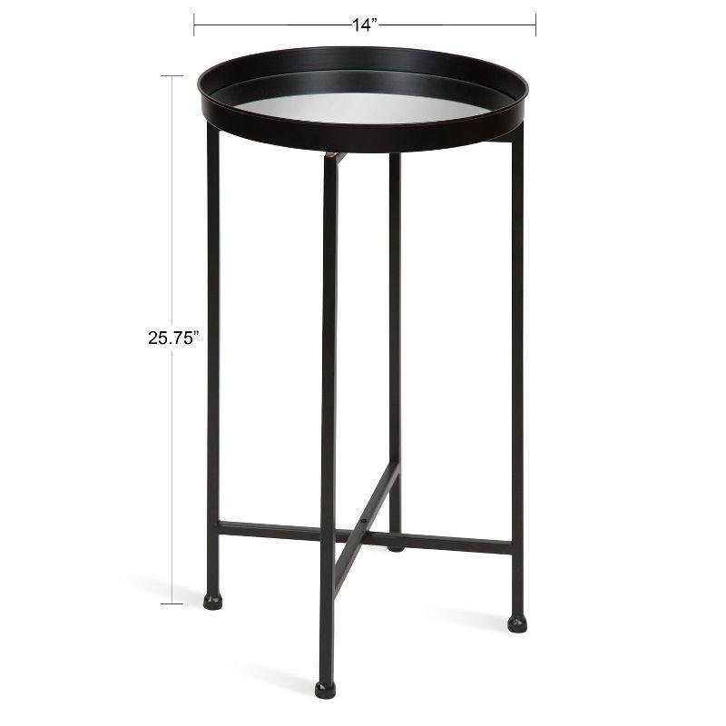 Kate and Laurel Celia Round Metal Tea Table, 14x14x25.75, Black and Mirror