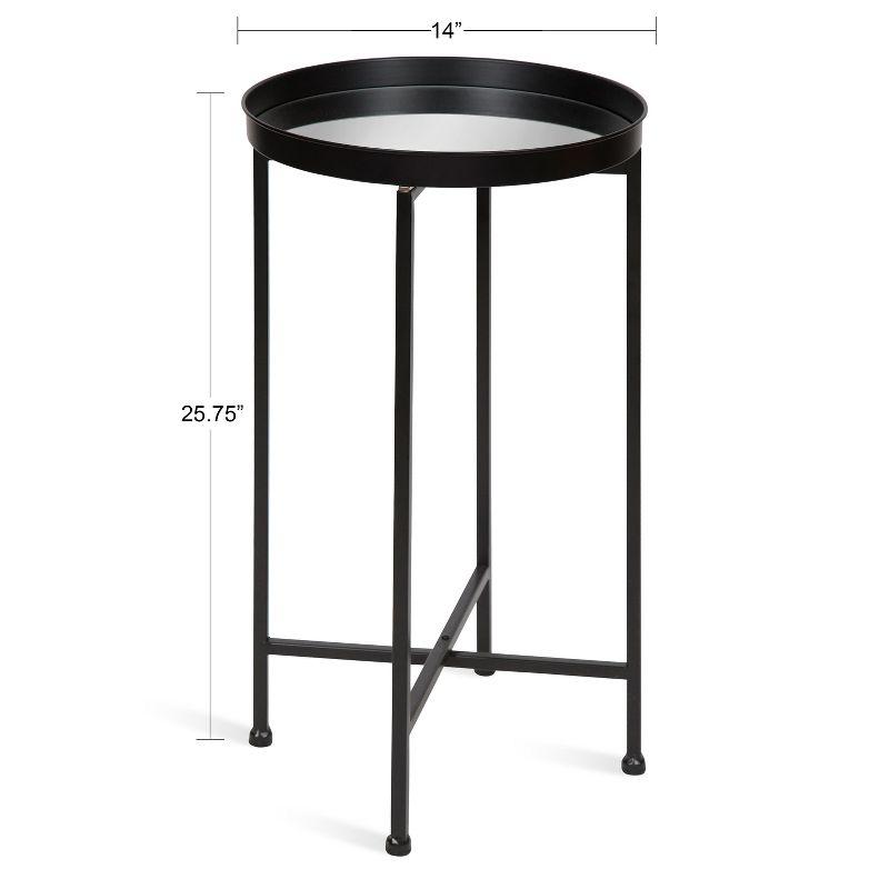 Celia 25.5" Black and Gold Metal Round Tray Accent Table