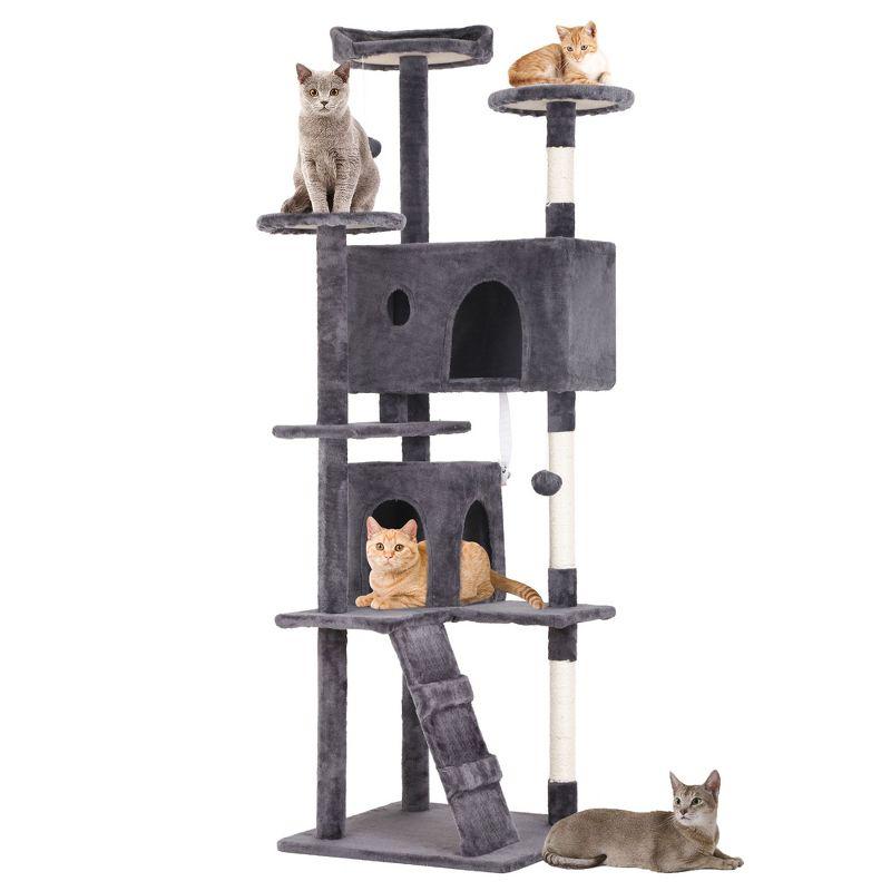 Tucker Murphy Pet™ 70In Cat Tree Tower For Indoor Cats,Multi-Level, Furniture Activity Center With Scratching Posts Stand House Cat Condo With Funny Toys For Kittens Pet Play House,Dark Gray