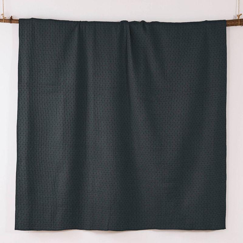 The Industrial Shop 3pc King Solid Quilt and Sham Bedding Set Dark Gray: Rustic Style, Cotton Weave, Lightweight