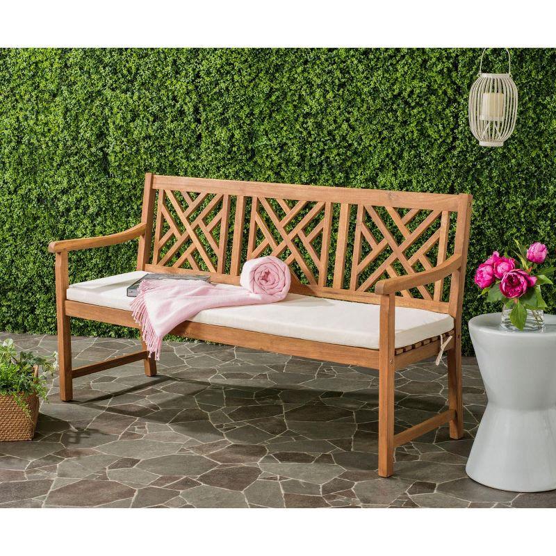 Bradbury Natural Beige 3-Seat Outdoor Garden Bench with Cushion